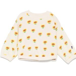 BOBO CHOSES Kids Sunflower Print Cream Sweater
